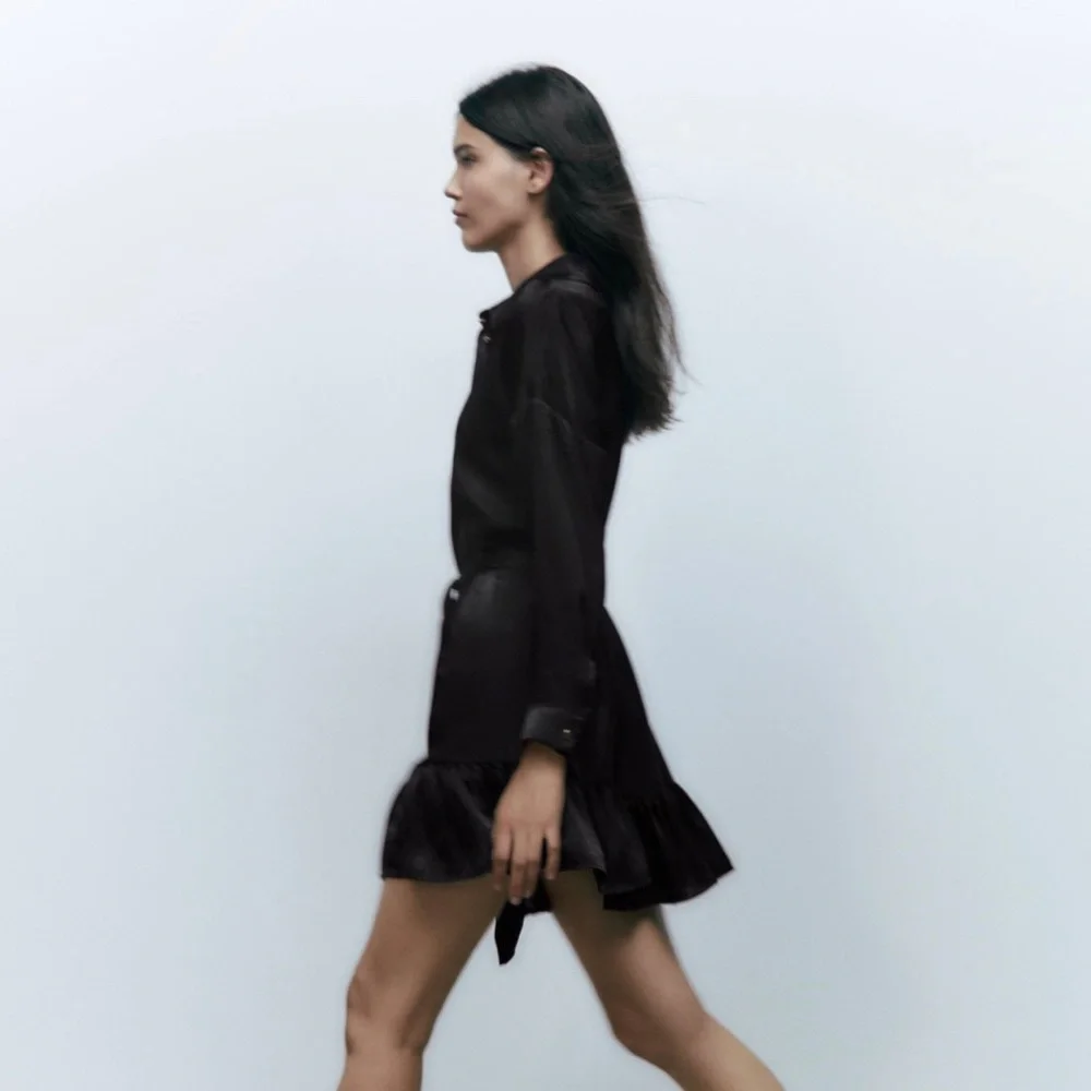 Zara Satin Shirt Dress - Picture 3 of 9
